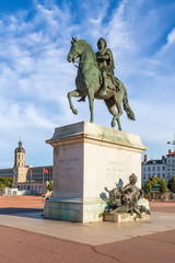 Lyon, France. Equestrian statue of Louis XIV on Place Bellecour, 1825