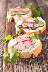 sandwich with radish and cream
