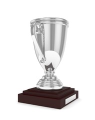 Silver cup on white background. 3D rendering.