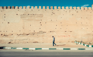 The old city walls of the city of Meknes, Morocco