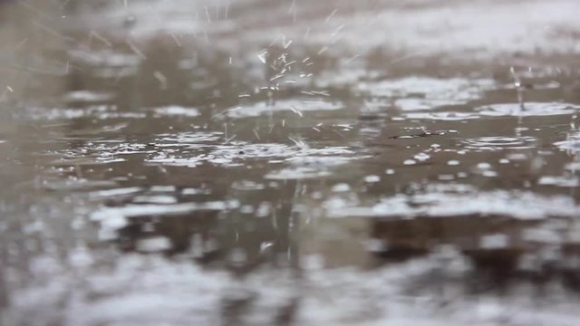 Raindrops falling on the floor