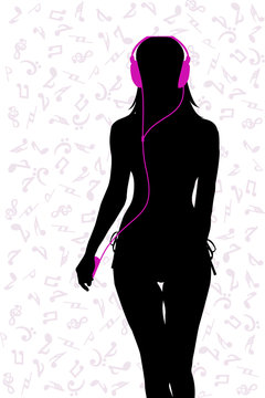 Young girl listening music