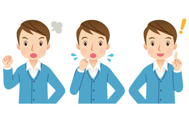 若い男性　表情　ポーズ　セット