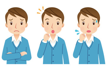 若い男性　表情　ポーズ　セット