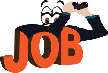 ricerca lavoro con il cannocchiale fumetto