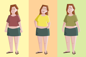 plain woman character with different expressions