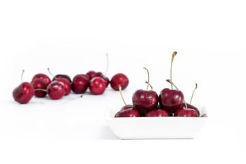 Sweet fresh cherry isolated on white background