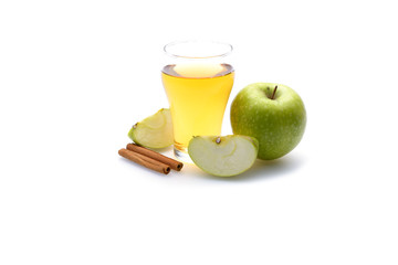 Apple juice on white background