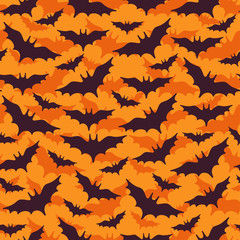 Fototapeta premium Halloween Seamless Pattern with Black Bats