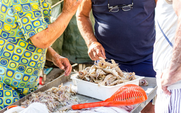 Street fish market in Italy