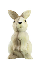 wood rabbit isolated with clipping path