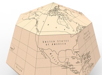 Obraz premium 3d illustration of paper globe. white background isolated. travel around the world. icon for game web. 