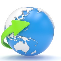 Fototapeta premium Arrow and Earth globe. 3d render