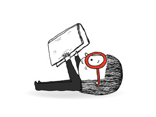 Little girl lying on the floor reading a book, hand drawn vector