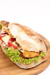 Bread sandwich with lettuce meat cheese tomato
