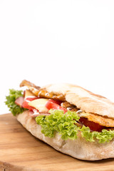 Bread sandwich with lettuce meat cheese tomato