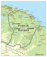 French Guiana relief map
