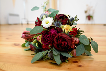 Wedding bouquet with exotic flowers