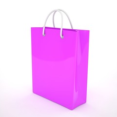 Paper Shopping Bag isolated on white background. 3d rendering.