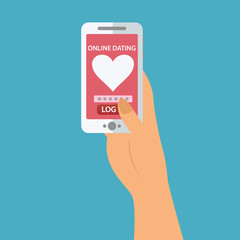 Woman using dating app on smartphone