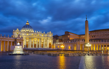 St. Peter's Square at Sunset. Vatican City, Rome, Italy