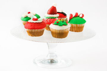 Christmas cupcakes isolated on white background

