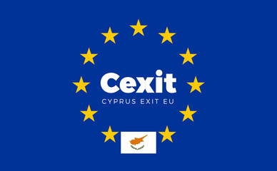 Flag of Cyprus on European Union. Cexit - Cyprus Exit EU Europea