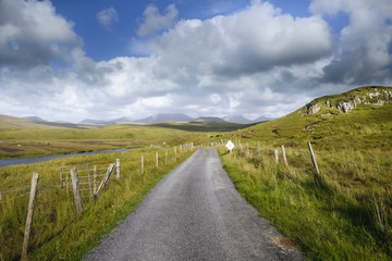 Street into the Connemara hills in Ireland