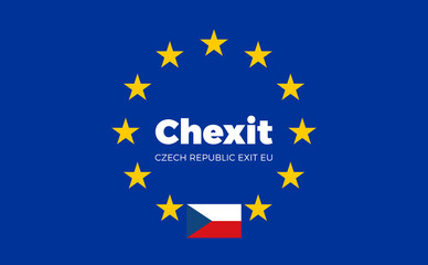 Flag of Czech Republic on European Union. Chexit - Czech Republi