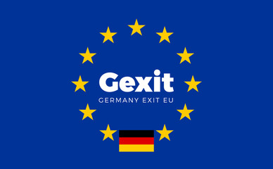 Flag of Germany on European Union. Gexit - Germany Exit EU Europ