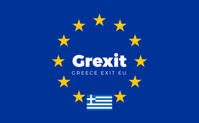 Flag of Greece on European Union. Grexit - Greece Exit EU Europe