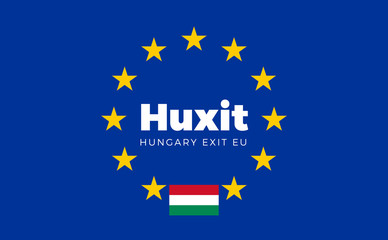 Flag of Hungary on European Union. Huxit - Hungary Exit EU Europ