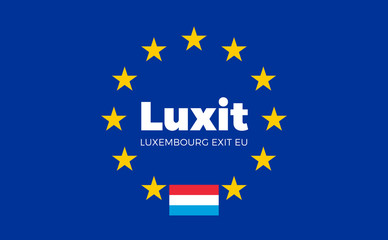Flag of Luxembourg on European Union. Luxit - Luxembourg Exit EU