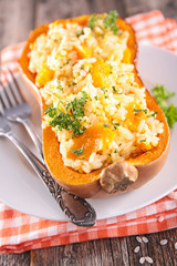 pumpkin stuffed with rice and vegetable