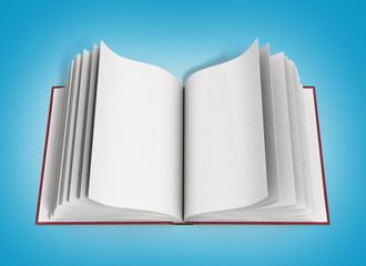 open book 3d render on gradient background