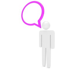 3d man with talk bubbles isolated over a white background. 3d rendering.