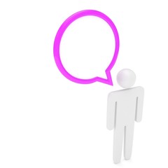 3d man with talk bubbles isolated over a white background. 3d rendering.