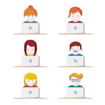 Set Of People With Computer Icons Avatar