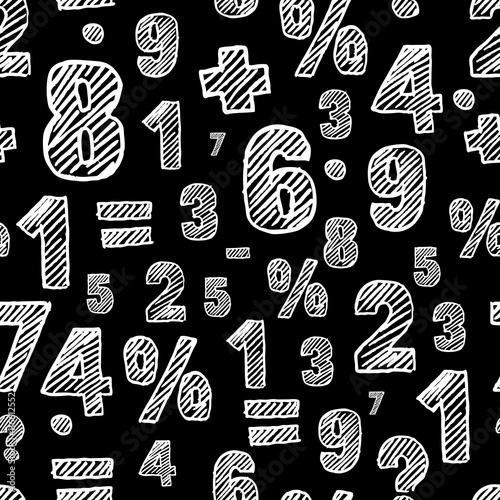  Vector Seamless Pattern With Hand Drawn Sketch Numbers Scratched And 