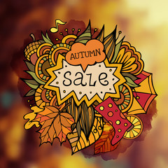 Vector decorative autumn sale blurred background