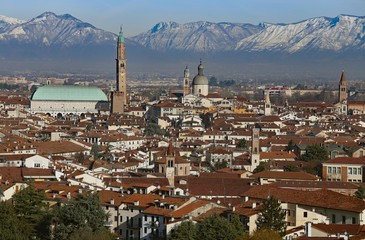 Fototapeta na wymiar Vicenza, Italy, Panorama of the city with Basilica Palladiana an