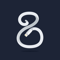 Number eight logo formed by lightning cable.