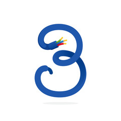 Number three logo formed by electric cable.