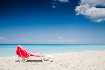 deckchair, seashore, caribbean see.