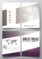 Set of business templates for brochure, magazine, flyer, booklet or annual report. Abstract colorful polygonal background, modern stylish triangle vector texture
