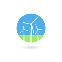Wind turbine icon. Isolated on white background. Vector illustration, eps 10.