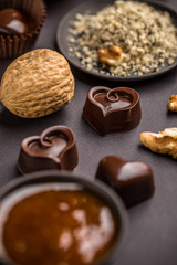 Heart shaped chocolate praline