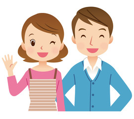 若い夫婦　表情　男女　笑顔