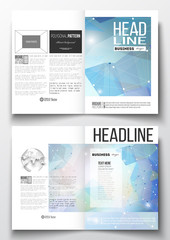 Set of business templates for brochure, magazine, flyer, booklet or annual report. Abstract colorful polygonal background, modern stylish triangle vector texture