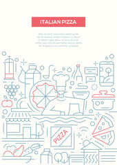 Italian Pizza - line design brochure poster template A4